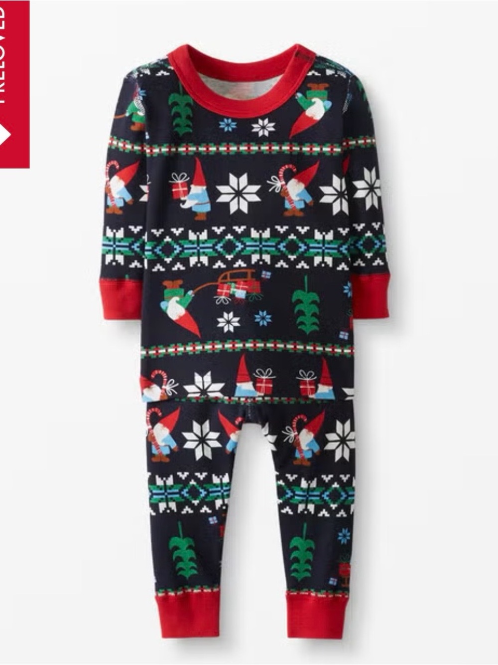 Hanna Andersson Long John Pajamas In Organic Cotton Gnome Sweet Gnome Holiday 3T